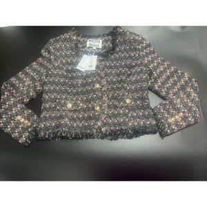 Walter Baker Inaya Jacket Womens Large Tribeca Tweed Black Blush Single Breasted